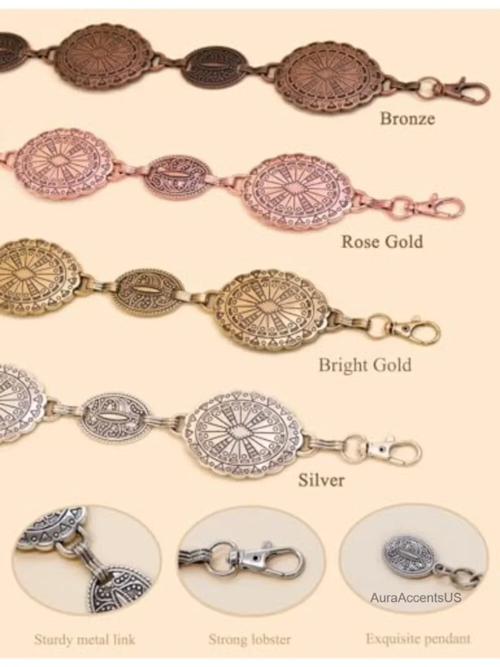 Western Metal Concho Belt for Women - Cowgirl Chain Belt for Dresses Jeans